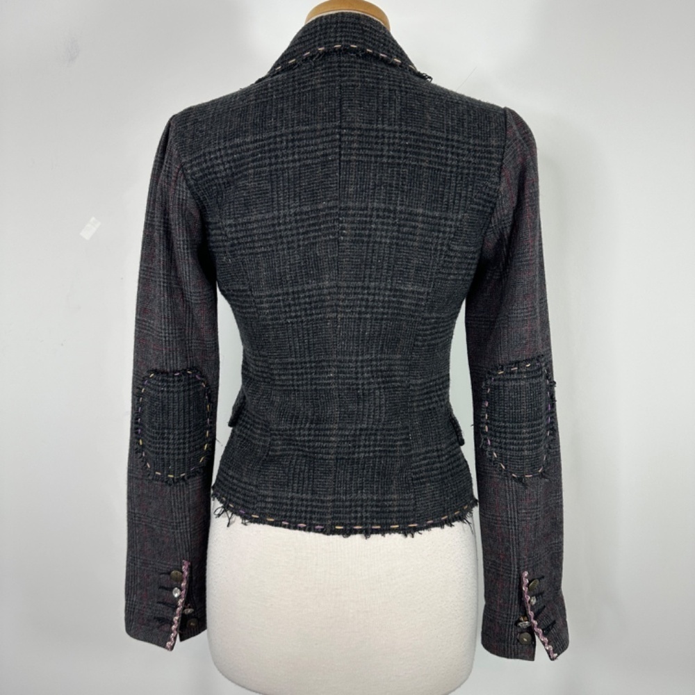 WET SEAL Y2K PLAID COTTON BLAZER JACKET Womens S Button Preppy Academia Girl - Picture 2 of 15